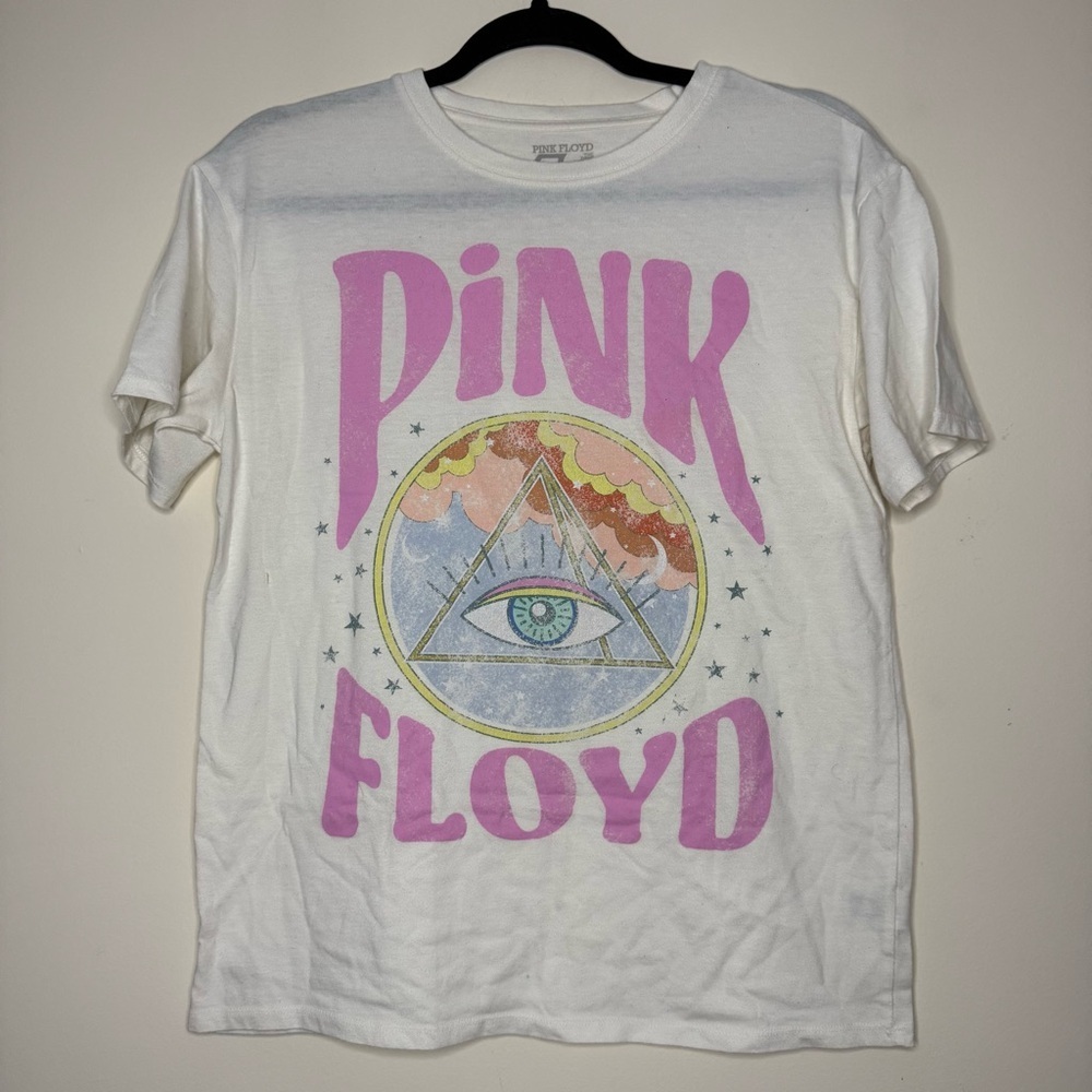PINK FLOYD Graphic Cream and Pink Grunge Band Tshirt
